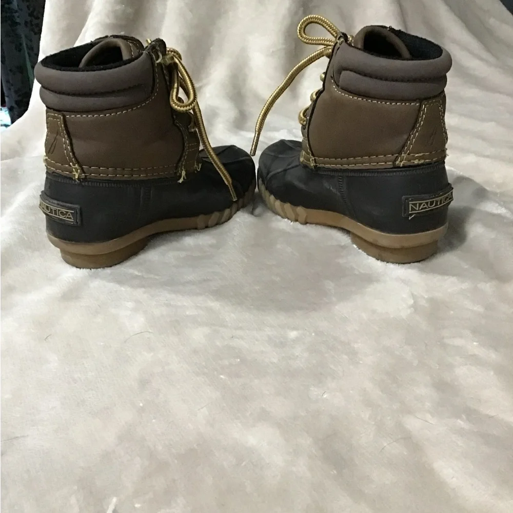 Nautica Channing Toddler Brown Black Duck Boots All Weather Lace Up Size 6T